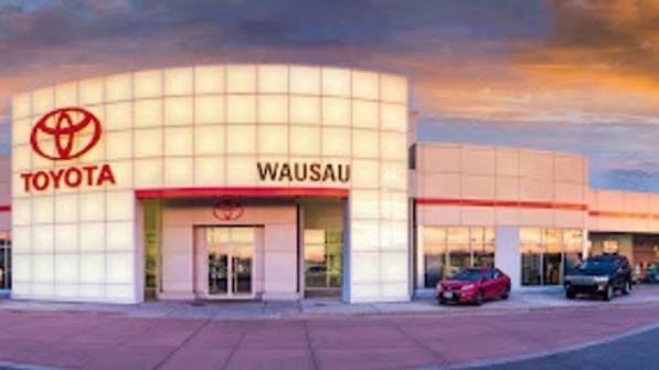 Toyota of Wausau dealership at dusk